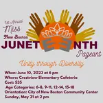 Juneteenth 2023 is a wonderful celebration and festive events starting with our Beauty Pageant, an Art Show and ending Saturday after the Carnival