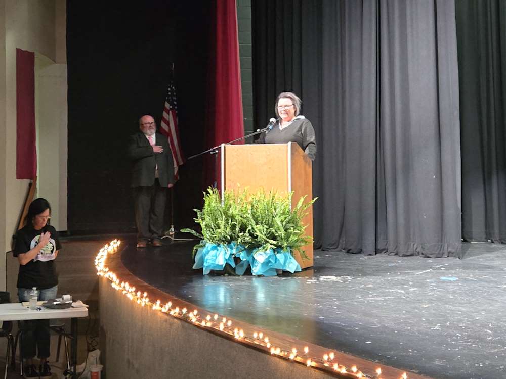 Heather Russell singing the National Anthem