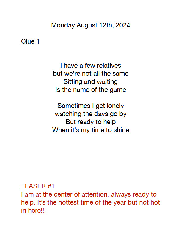 Monday August 12 Clue & Teaser Monday August 12 Clue & Teaser