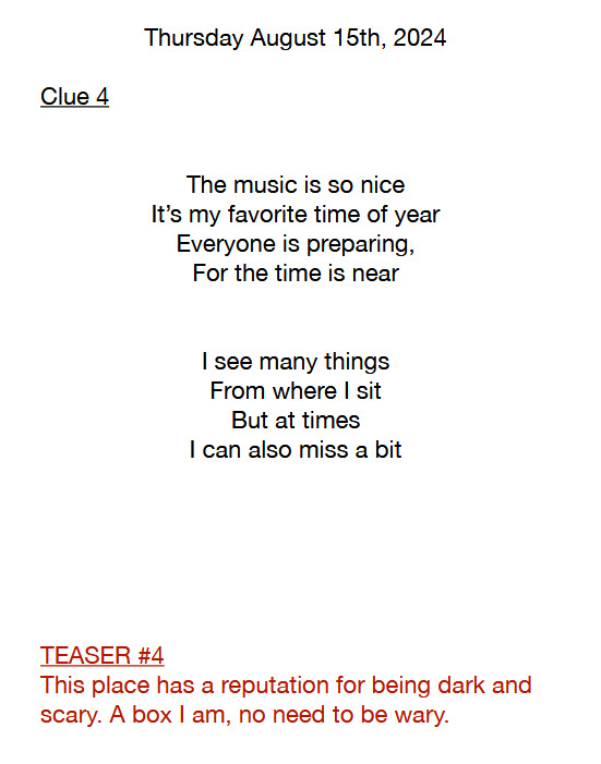 Thursday Treasure  Hunt Clue Thursday Treasure  Hunt Clue