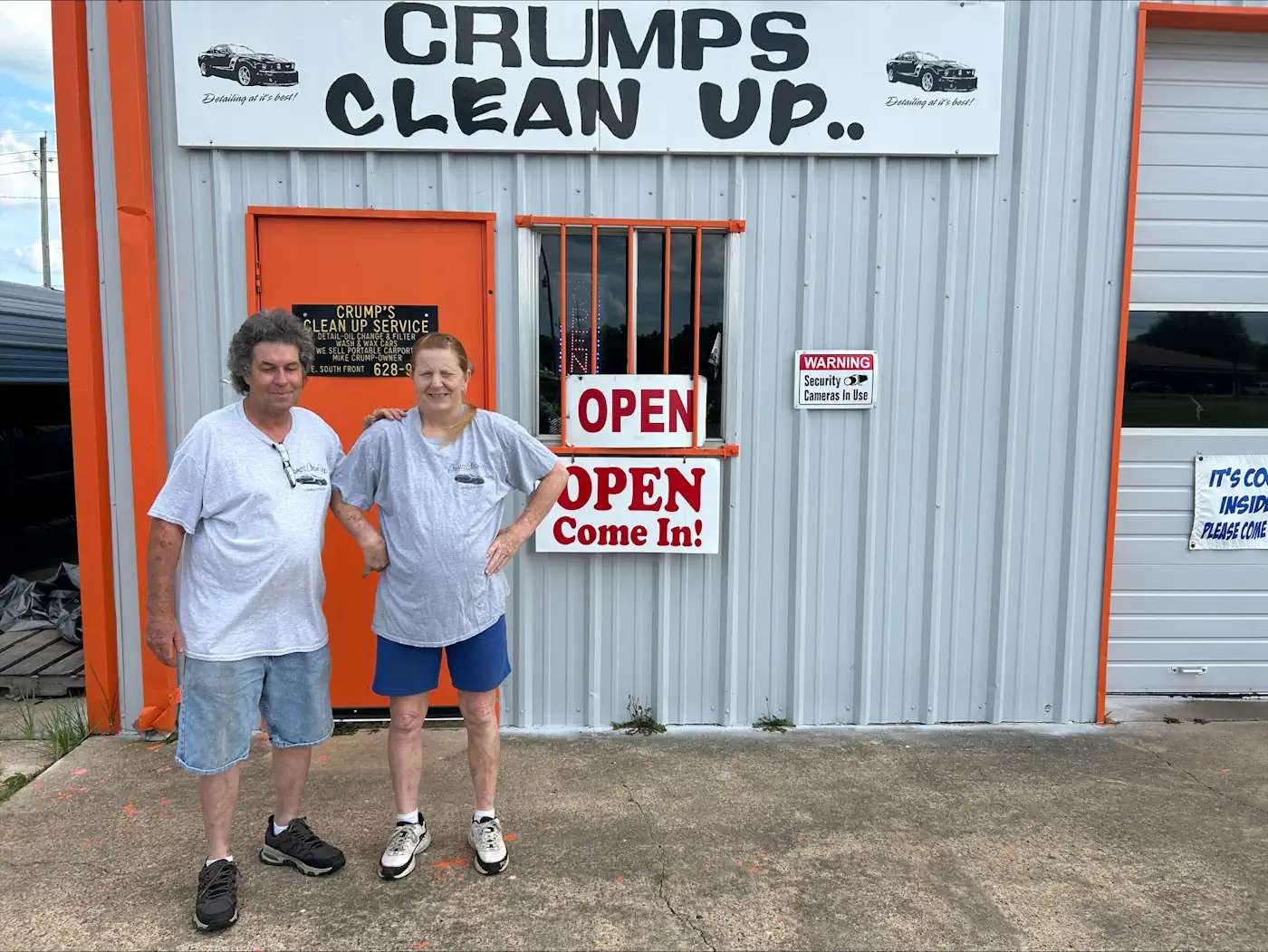 Mike & Roxann Crump in front of their Building Crumps Lean Up