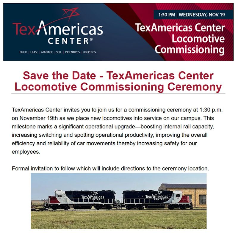 TexAmericas Center Locomotive Commissioning