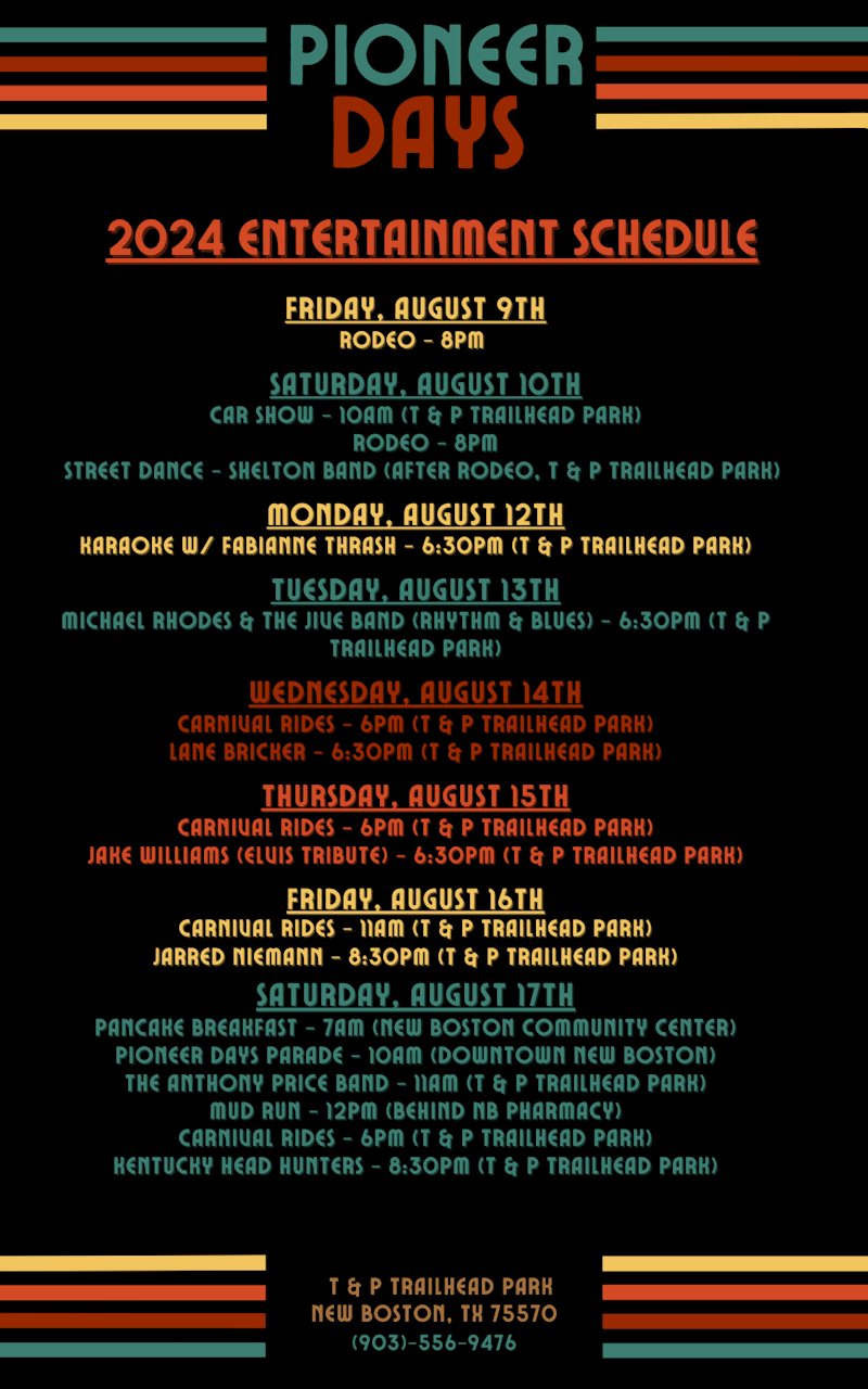 Pioneer Days Schedule