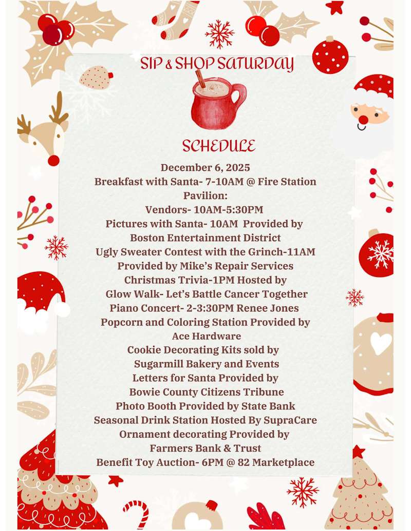 Sip & Shop Saturday -12-1 Updated Schedule