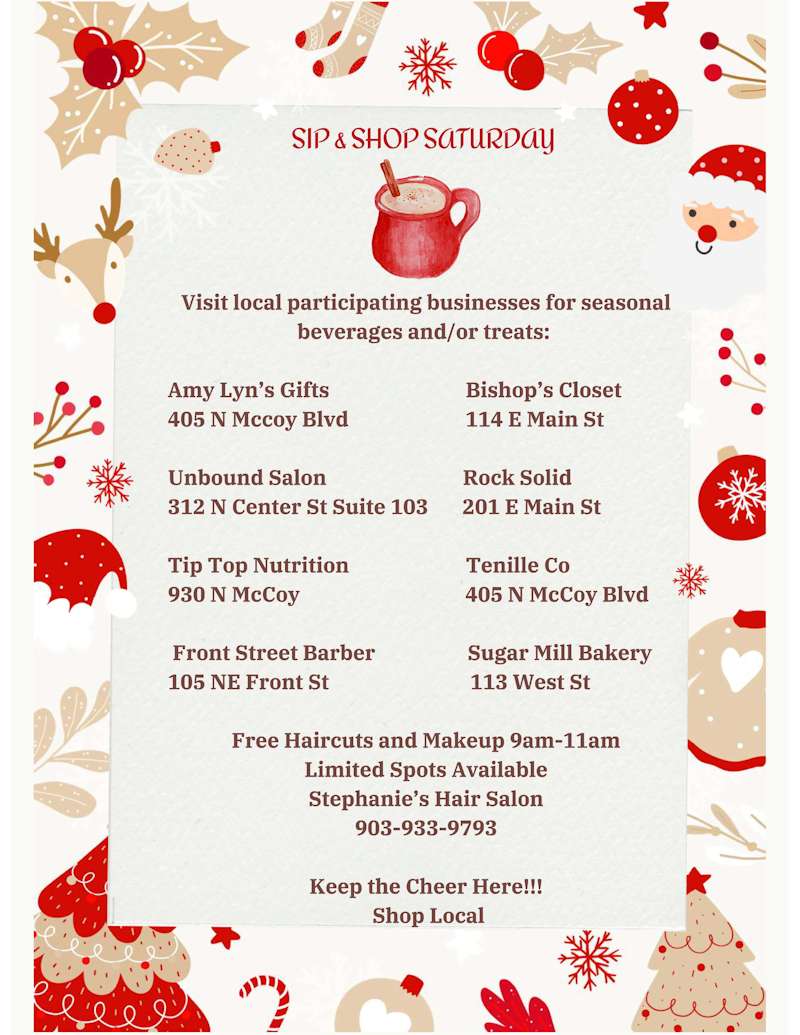 Sip & Shop Saturday Schedule - 12-1 updated