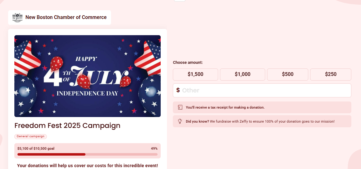 Zeffy Freedom Fest @ $5,100