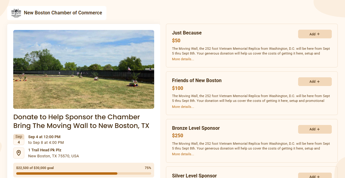 Zeffy Donate Moving Wall