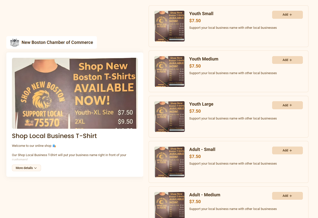 Zeffy Shop Local T-Shirt Order