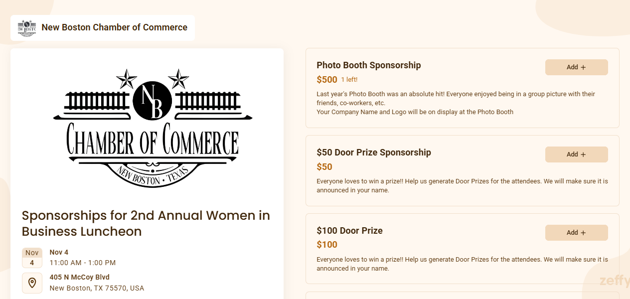 Zeffy Sponsorship IV