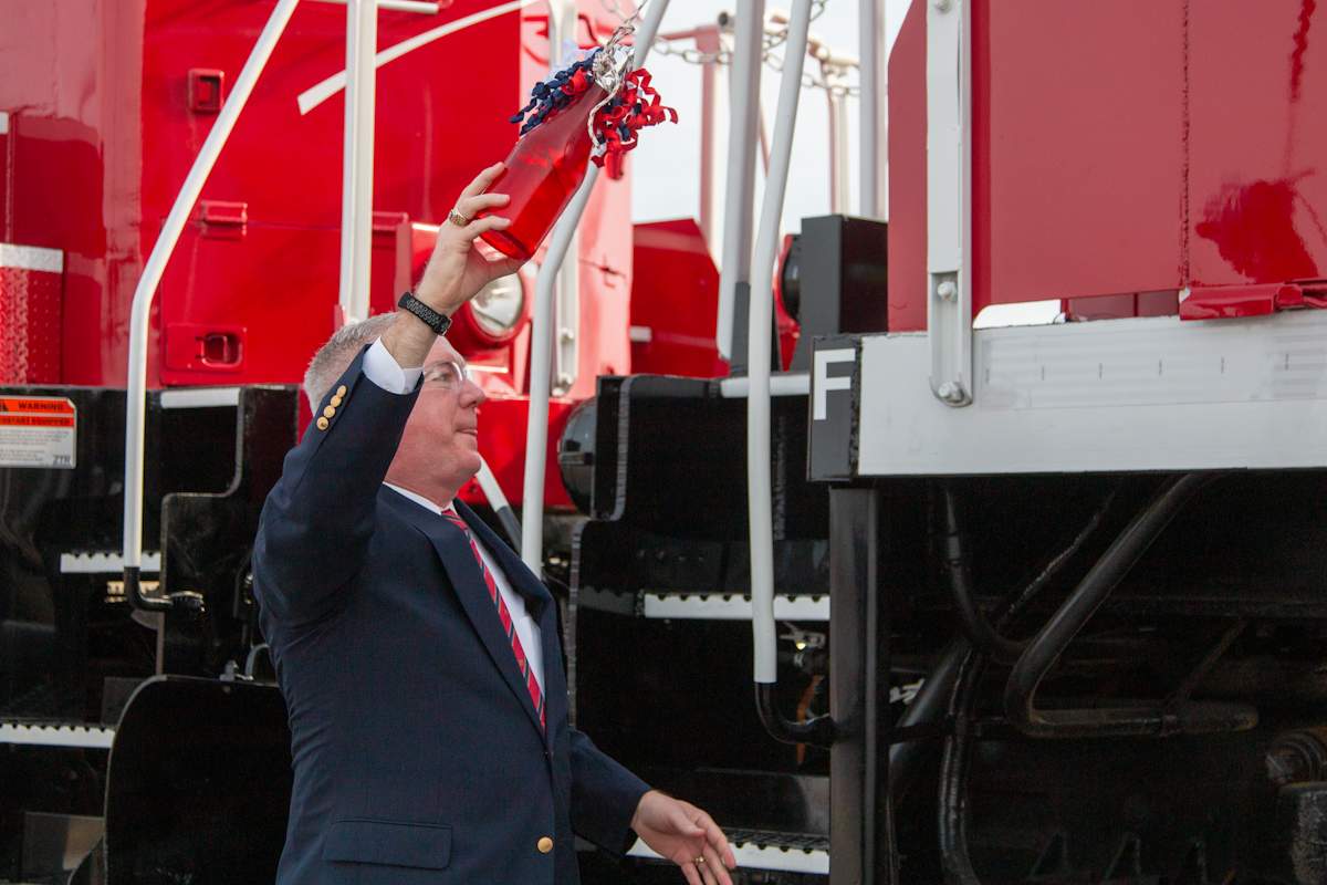 Actual Commissioning with a bottle of champaign!