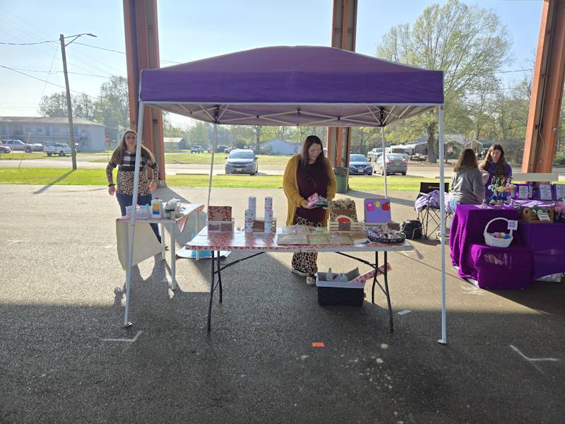 Vendors getting ready for the Sip & Shop at the Pavilion